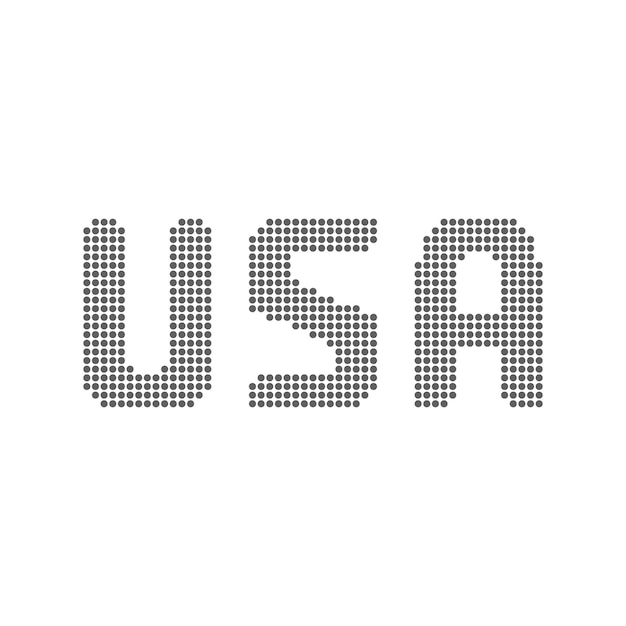 Usa-text aus punkten. konzept des alphabetelements, reisen, abkürzungsgruppe, symbolisch, hauptstadt, yankeeland. flat style trend moderne logo grafik design vector illustration auf weißem hintergrund