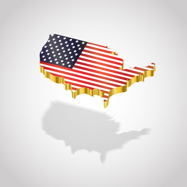 Usa von amerika-flagge auf glatter usa-karte