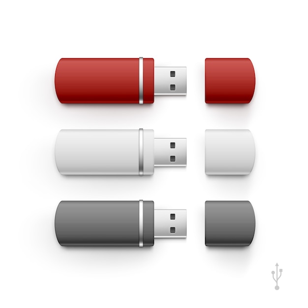 USB Flash Drive Stick Memory Set isoliert
