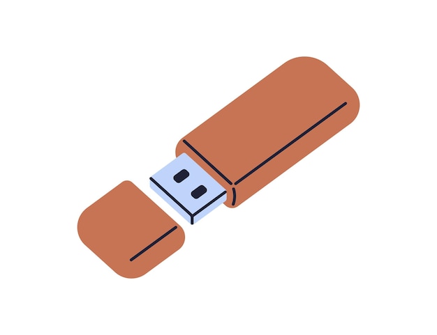 USB-Flash-Stick-Thumbdrive für die Speicherung von Dateninformationen Mobiler Adapter Gigabyte-Speicher Computer Pendrive externes Gerät-Symbol Flach-Vektor-Illustration isoliert auf weißem Hintergrund