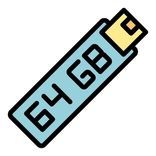 Usb-flash-symbol umrissvektor datenspeicher cd megabyte farbe flach