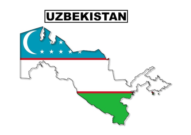 Usbekistan-flaggenkarte im vektor