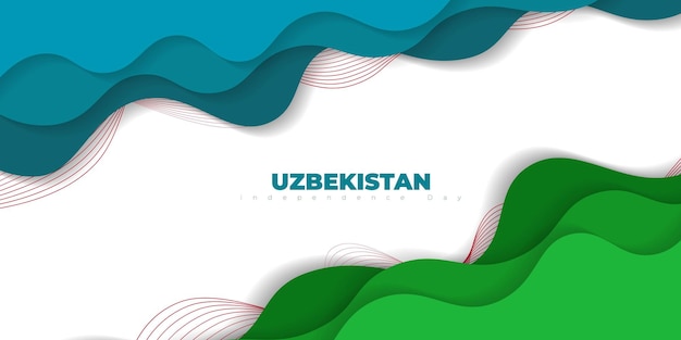 Usbekistan-unabhängigkeitstag-hintergrund mit papierschnitt-design