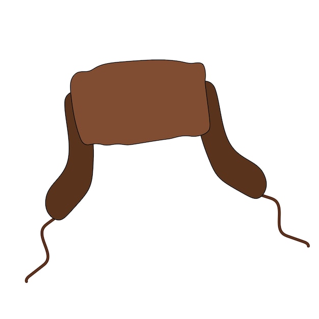Uschanka-Hutpelz russische Mütze braune Kopfschmuckkarikaturillustration lokalisiert auf weißem Hintergrund
