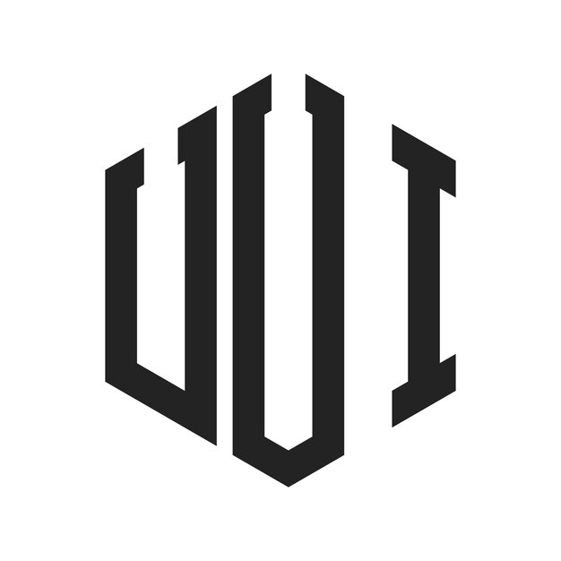 UUI-Logo-Design Anfangsbuchstaben UUI-Monogramm-Logo mit sechseckiger Form