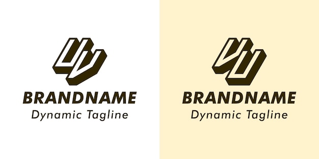UV-Buchstaben und VU 3D-Monogramm-Logo geeignet für Geschäfte mit UV- oder VU-Initialen