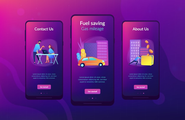 UX-App-Schnittstellenvorlage für Kraftstoffeinsparung und Kraftstoffverbrauch.