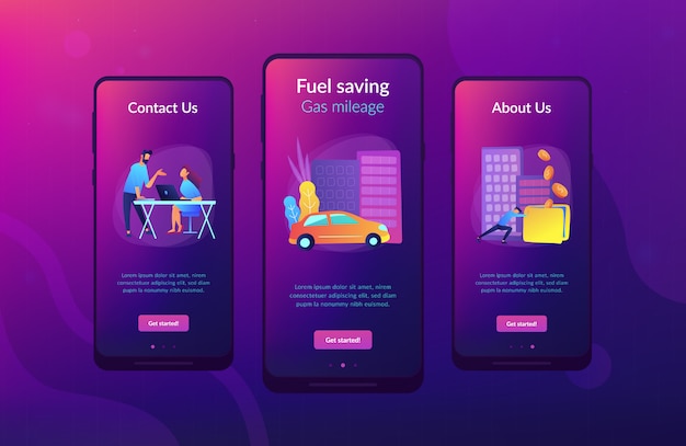 Ux-app-schnittstellenvorlage für kraftstoffeinsparung und kraftstoffverbrauch.