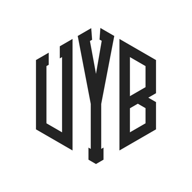 UYB Logo Design Initial Letter UYB Monogram Logo mit sechseckiger Form
