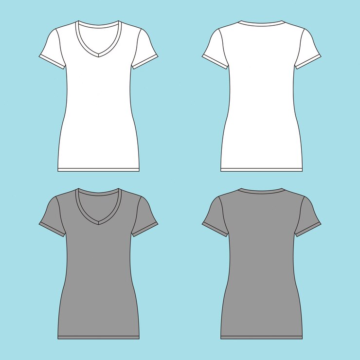 V-Ausschnitt Damen Damen T-Shirt Illustration