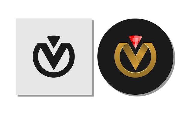 V-buchstaben-logo-design mit diamantdekoration