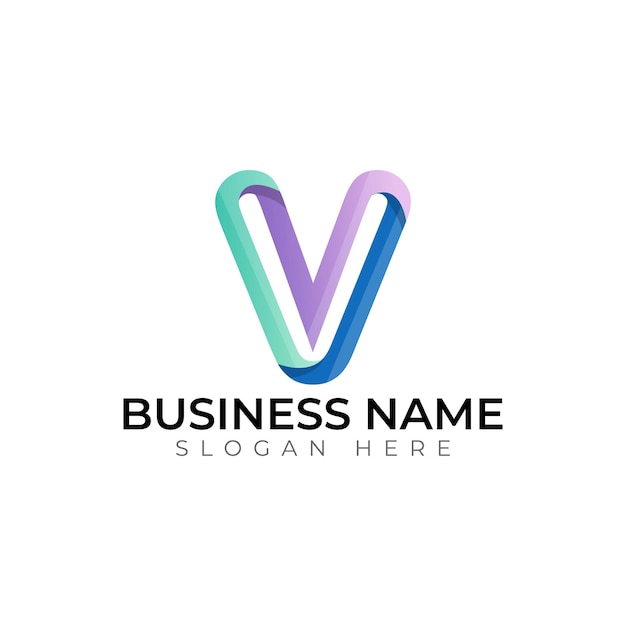 v lette gradient abstract farbenfrohe 3D-Vektor-Logo-Design