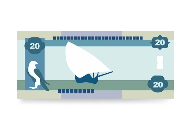 Vektor vae dirham vector illustration arabische emirate geldsatz bündeln banknoten papiergeld 20 aed