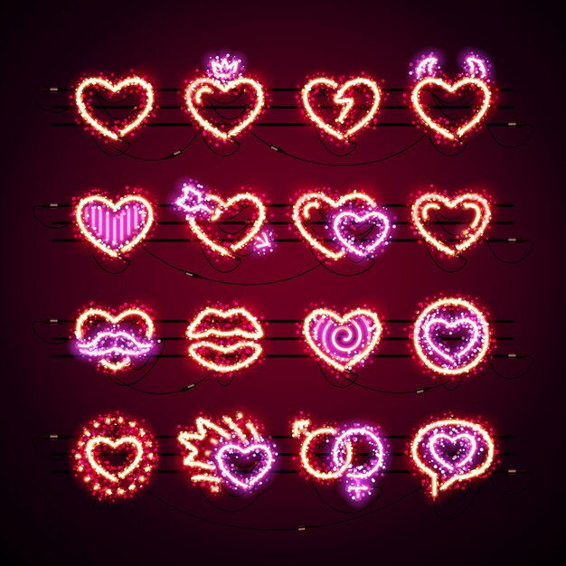 Valentine icons mit glitzer