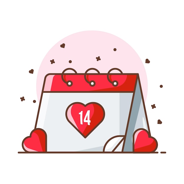 Vektor valentine kalender icon illustrationen. valentine icon concept weiß isoliert.