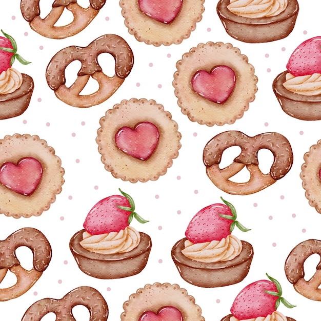 Valentine seamless pattern aquarell