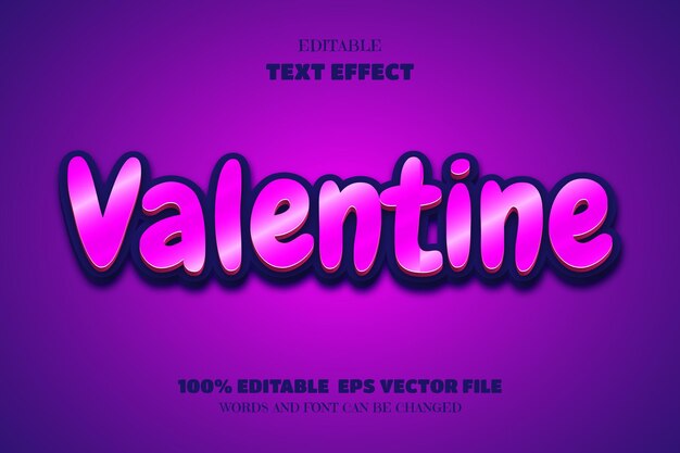 Vektor valentine text bearbeitbarer schrifteffekt