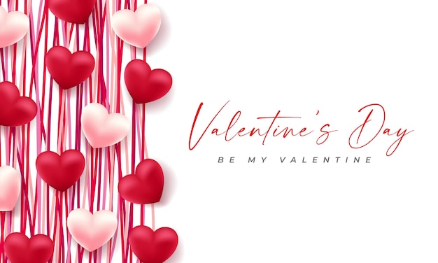 Valentinstag 3d herzen nette liebe banner romantische grußkarte happy valentinstag wünscht text