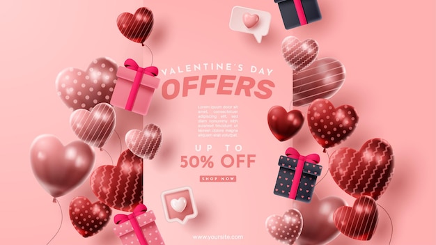 Valentinstag 3d-produktpräsentation für banner, werbung und business. vektor-illustration