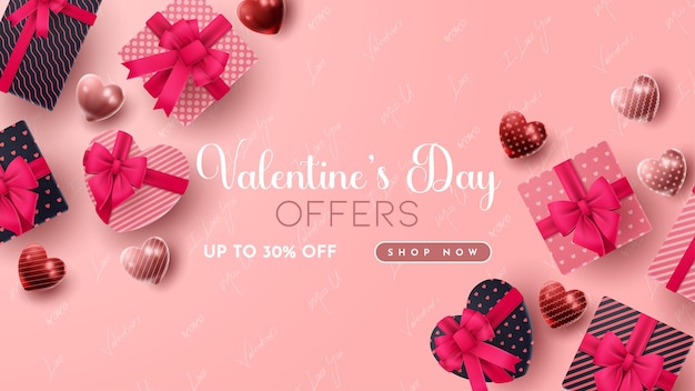 Valentinstag 3D-Produktpräsentation für Bannerwerbung und Business-Vektorillustration