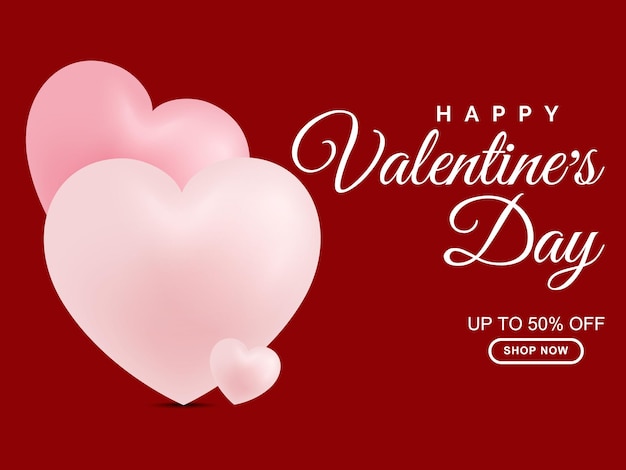 Valentinstag-banner-design 3d-liebe herz-vektor-design eps