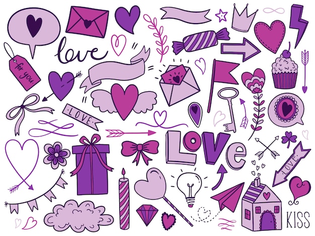 Valentinstag-Doodle-Set