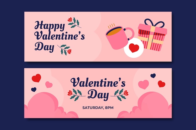 Valentinstag Feier horizontale Banner-Vorlage