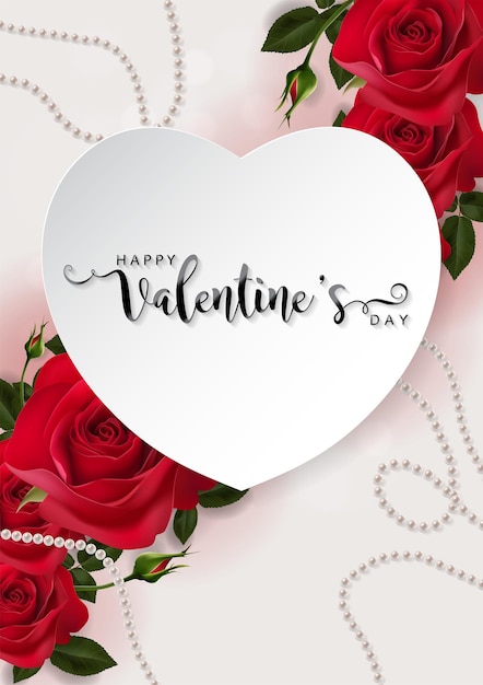 Valentinstag-grußkartenvorlagen mit realistischen schönen rose und herzen auf hintergrundfarbe.