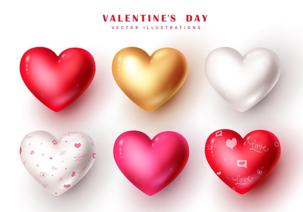 Valentinstag Herz Ballon Vektor Set Design Valentinstag Herz Ballon aufblasbare Elemente