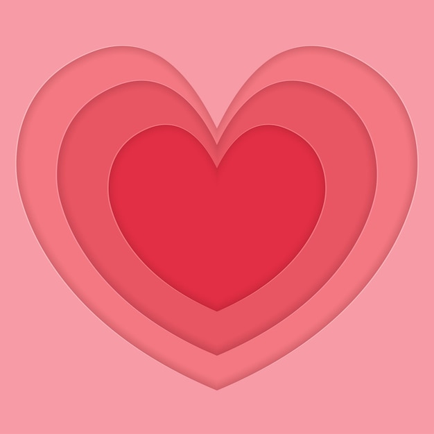 Valentinstag-Herz-Vektorhintergrund im Papierschnitt-Stil