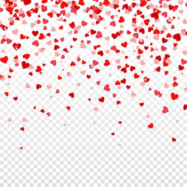 Valentinstag Hintergrund mit fallenden roten Herzen herzförmigen Papier Konfetti Februar Grußkarte