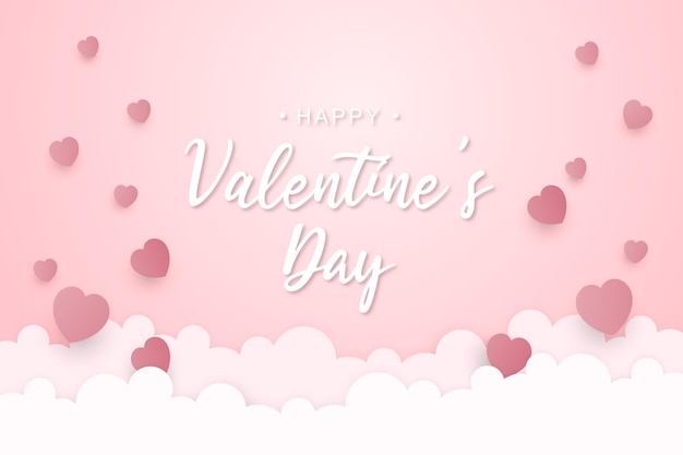 Valentinstag Hintergrund mit Papier geschnitten Wolken und Herzen Vektor-Illustration