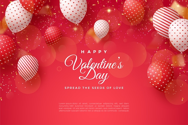 Valentinstag Hintergrund mit weißen und roten 3D-Luftballons.