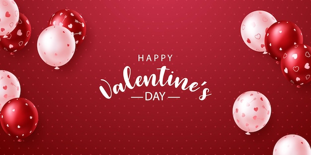 Valentinstag-Hintergrund mit wunderschönen Ballons dekoriert Vektorillustration