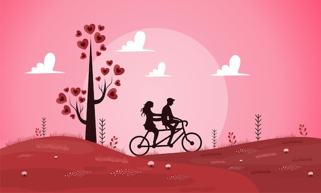 Valentinstag Illustration Vektor Hintergrunddesign für romantische Paare am Valentinstag