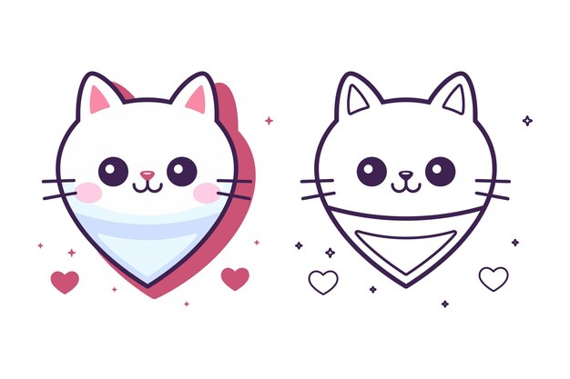 Vektor valentinstag kawaii katzenikone vektor katzenikone valentinstag kawaii katzenikone