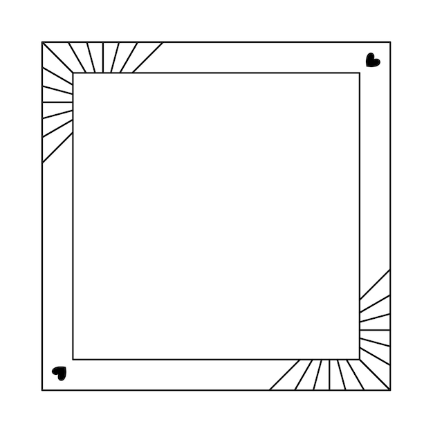 Vektor valentinstag liebe ästhetischer quadratischer rahmen mit herzen trendige geometrische minimalistische lineare form