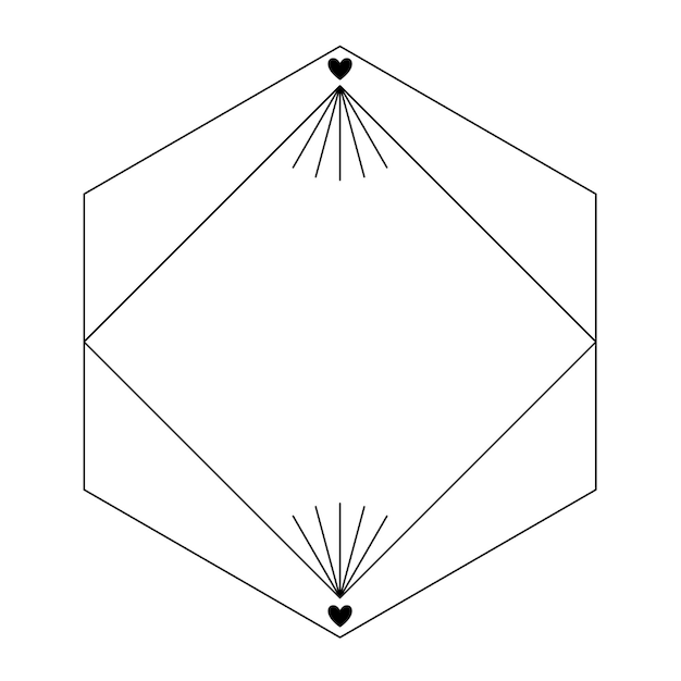 Vektor valentinstag liebe ästhetischer rahmen mit herzen trendy monoline geometrische minimalistische lineare