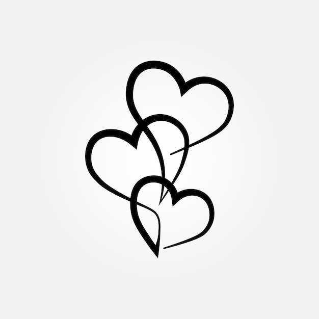 Vektor valentinstag-logo mit drei herzen herzen paar trendige minimalistische vektorillustration