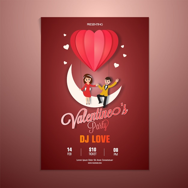 Vektor valentinstag party flyer design.