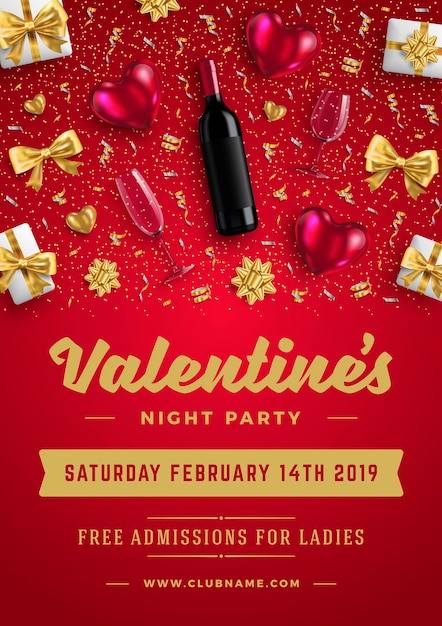 Valentinstag party flyer oder poster design