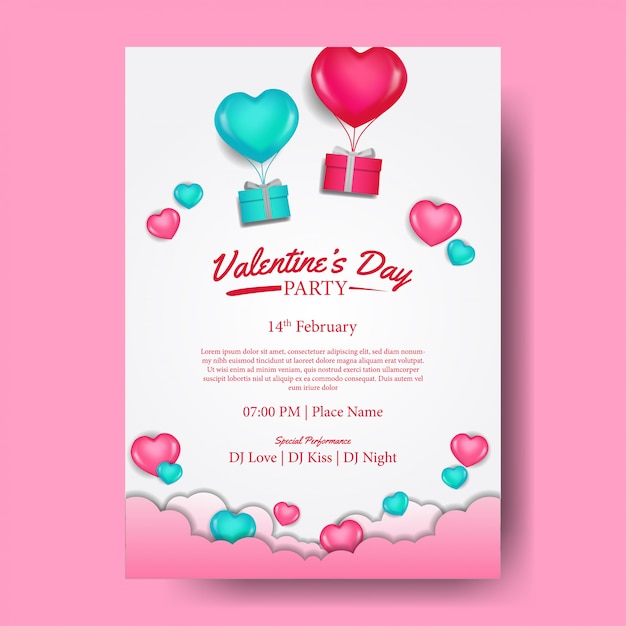 Valentinstag party poster vorlage