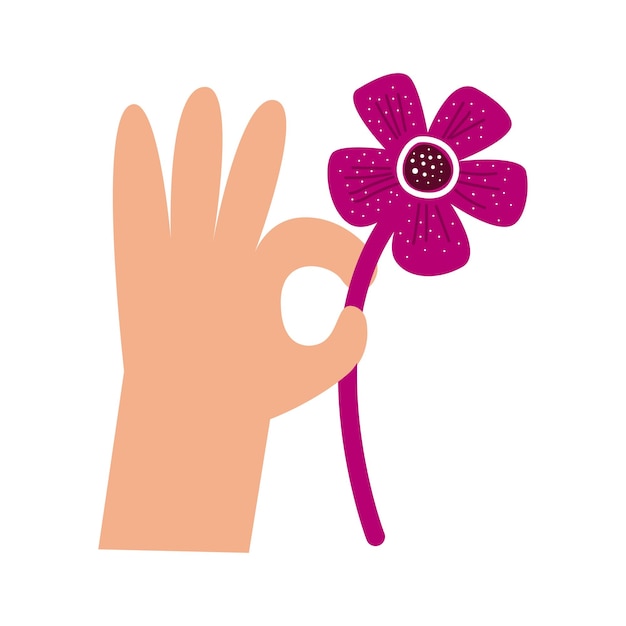 Valentinstag romantische Illustration Menschen halten eine Blume als Liebesgeschenk 14. Februar Urlaub