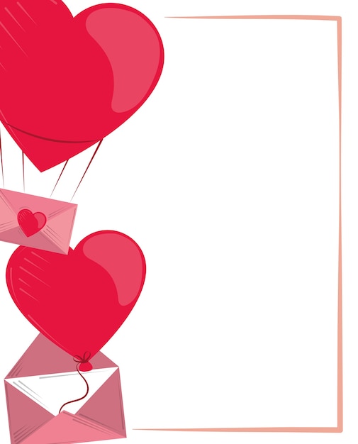 Vektor valentinstag, romantische luftballons herz und nachricht illustration
