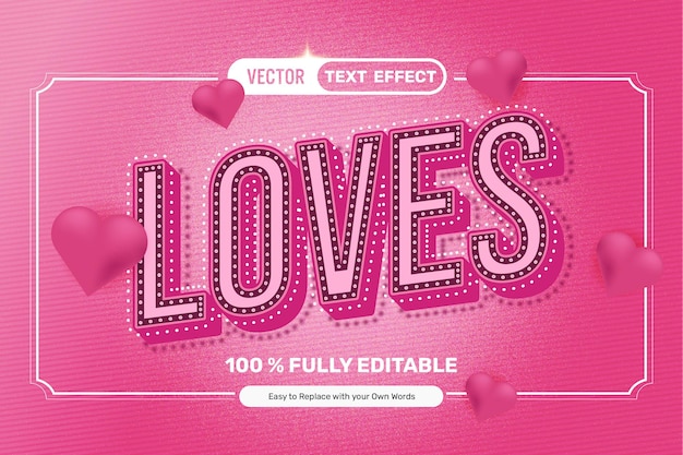 Vektor valentinstag rosa liebestext-effekt