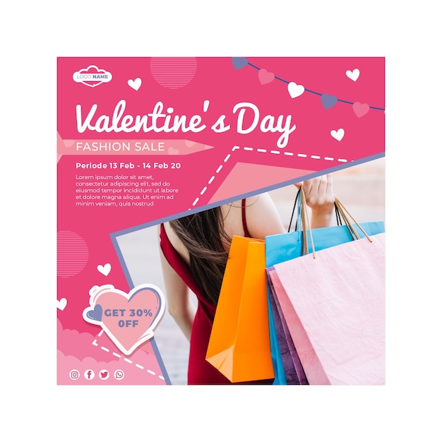 Vektor valentinstag sale flyer vorlage