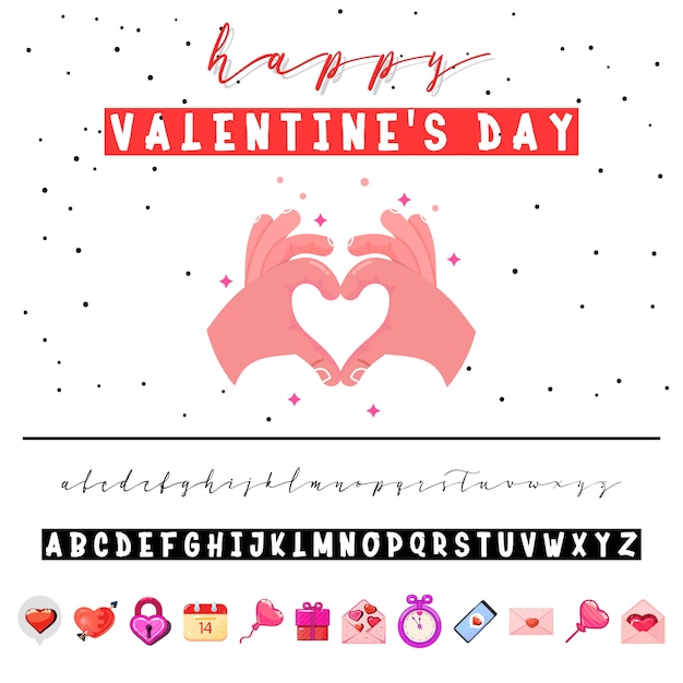 Valentinstag-schriftart und -karte