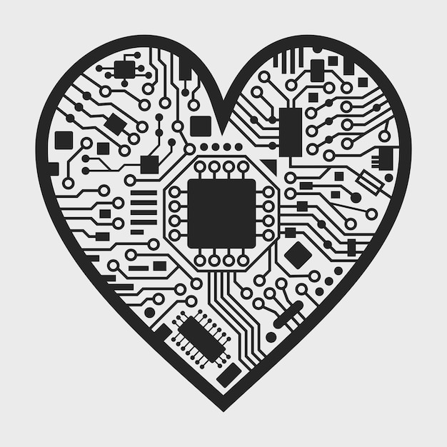 Valentinstag schwarz-weiß cyber-herz