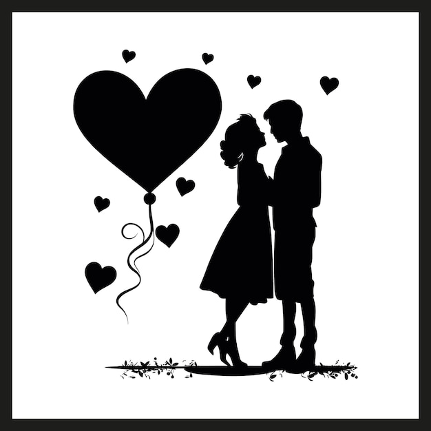 Valentinstag schwarzer Silhouette-Vektor