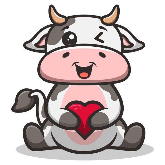 Valentinstag süßes kuh-maskottchen-logo